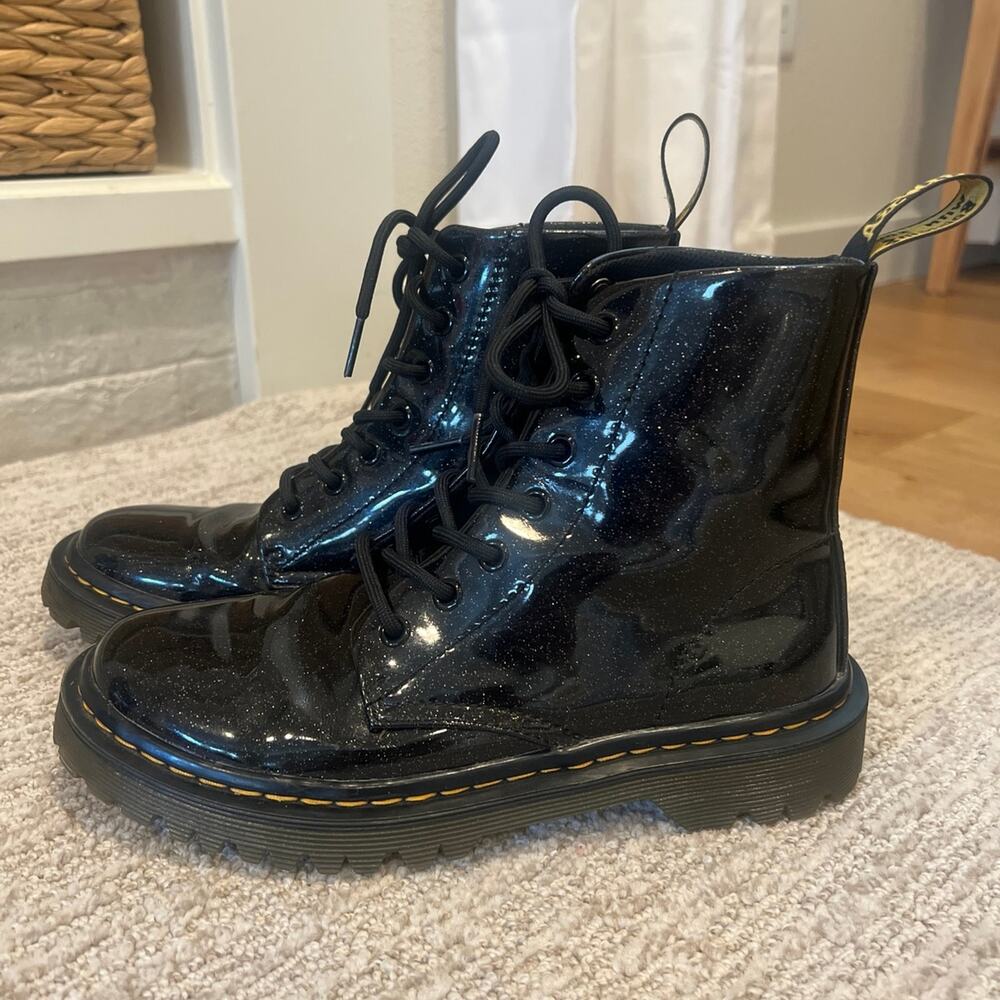Dr. Martens Luana Glitter Patent Combat Boots Black Women's US 6 EU 37
